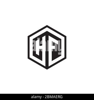 H F hexagon letter logo design concept Stock Vector
