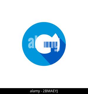 G letter with shadow on blue circle logo design vector Stock Vector