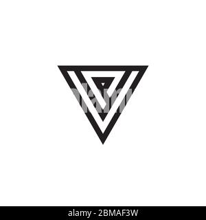 V P triagle lines logo design concept Stock Vector