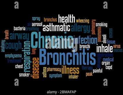 Chronic Bronchitis word cloud concept on black background. Stock Photo
