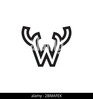 antler lines letter W design concept Stock Vector