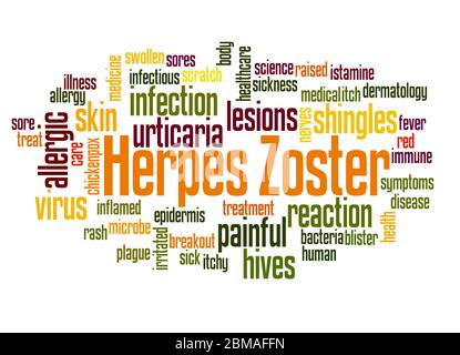 Herpes zoster word cloud concept on white background. Stock Photo