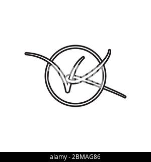 decorative letter V K with circle lines vector Stock Vector