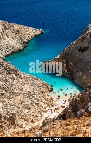 People swimming at Seitan Limania beach, Crete, Greece Stock Photo - Alamy