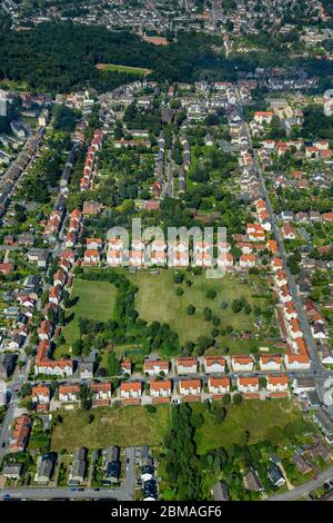 , multi-family house settlement Kolonie Koenig Ludwig in Recklinghausen, 16.08.2016, aerial view, Germany, North Rhine-Westphalia, Ruhr Area, Recklinghausen Stock Photo