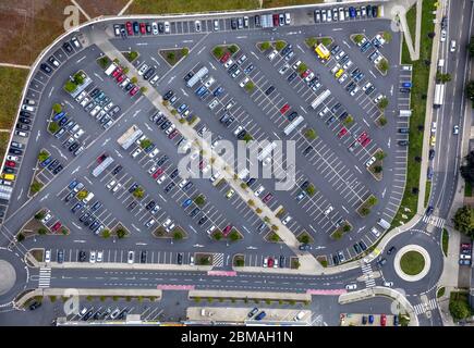 , shopping center Kronenberg Center on Haedenkampstrasse in Essen, 14.08.2017, aerial view, Germany, North Rhine-Westphalia, Ruhr Area, Essen Stock Photo