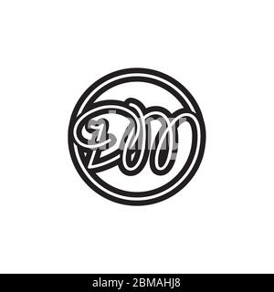 D M circle line script letter logo design vector Stock Vector