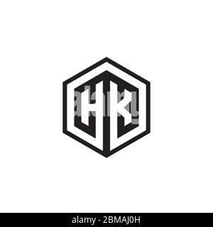 H K hexagon letter logo design concept Stock Vector