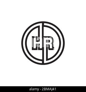 circle lines H R letter icon vector Stock Vector
