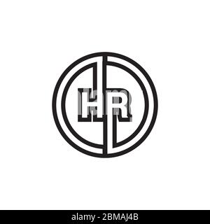 circle lines H R letter icon vector Stock Vector