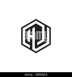 H J hexagon letter logo design concept Stock Vector