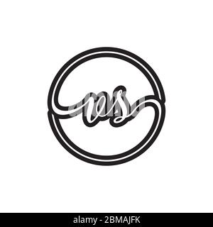 V S circle line script letter logo design vector Stock Vector
