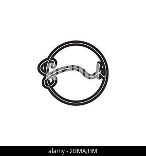 circle line S K script letter logo design vector Stock Vector