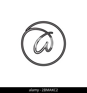 W circle lines script letter design vector Stock Vector