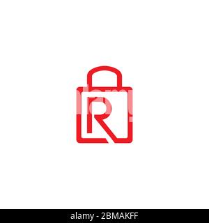 R shopping bag logo design concept Stock Vector
