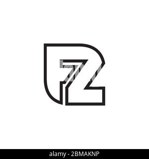 Monogram Lines FZ F Z Letter Logo Design in Neon Colors. Creative ...