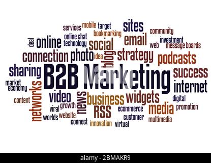 B2B marketing word cloud concept on white background. Stock Photo