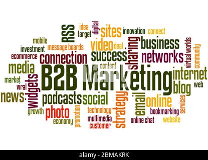 B2B marketing word cloud concept on white background. Stock Photo