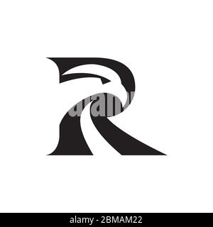 R eagle head black logo design concept Stock Vector