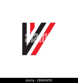 V V  black red letter logo design vector Stock Vector