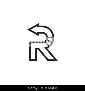 arrow return / back letter R logo design vector Stock Vector