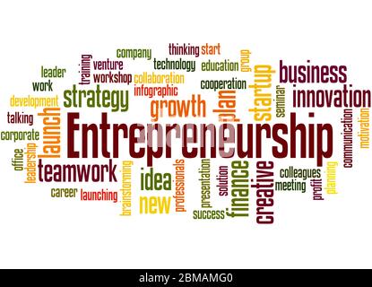 Entrepreneurship word cloud concept on white background. Stock Photo