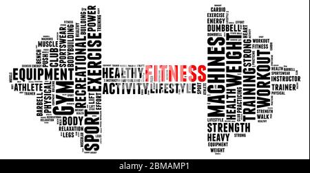 Fitness and Healthy Exercise Word and Icon Cloud