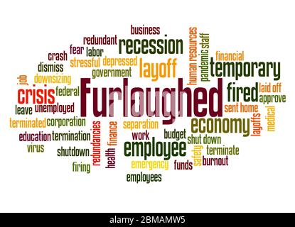 Furloughed word cloud concept on white background. Stock Photo