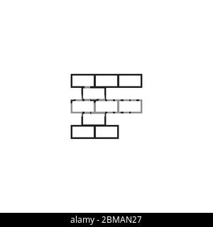 F brick letter lines logo design concept Stock Vector
