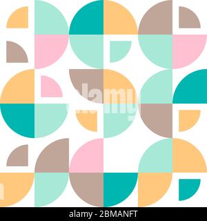 Geometrical simple vintage retro vector pattern. Swiss modernism retro geometric circle, round shapes pattern Stock Vector