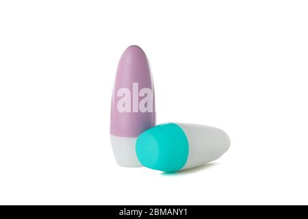 Body antiperspirant deodorants roll-on isolated on white background Stock Photo