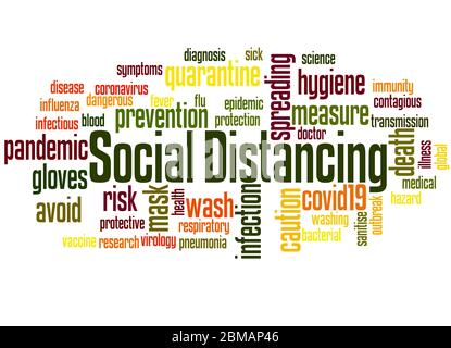 Social distancing word cloud concept on white background. Stock Photo