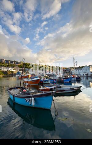 Evening sunlight across the harbour at Mevagissey.