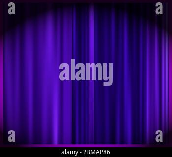 Decoration violet curtain on light background Stock Vector