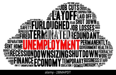 Unemployment word cloud concept on white background. Stock Photo