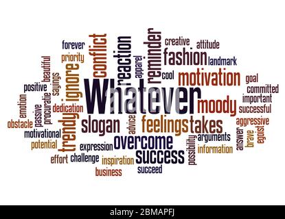 Whatever word cloud concept on white background. Stock Photo