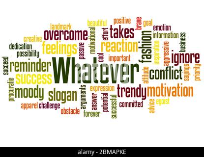 Whatever word cloud concept on white background. Stock Photo