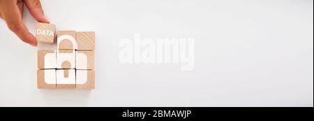 Your Online Privacy And Data Protection. Person Blocks Data Stock Photo