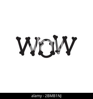 W O W letter bone design concept Stock Vector