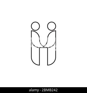 H people lines logo design concept Stock Vector