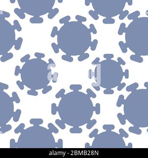 Coronavirus symbol vector seamless pattern background. Simple blue white infographic Covid 19 motif backdrop. Minimal geometric all over print for Stock Vector