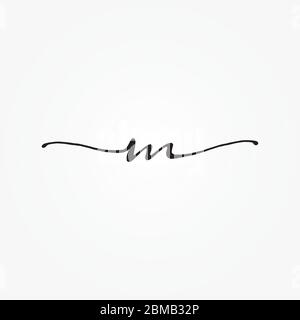 hand written M letter logo design vector Stock Vector