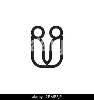 U people letter lines logo design vector Stock Vector