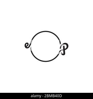 circle E P script letter logo design vector Stock Vector