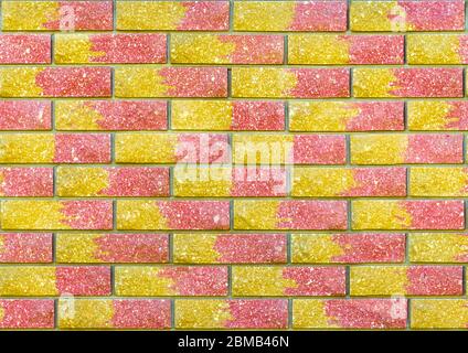 seamless texture brick wall, red and yellow bricks. Stock Photo