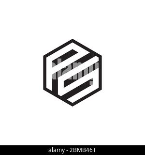 hexagon lines letter P S design vector Stock Vector