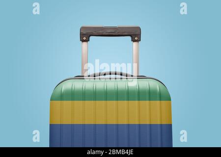 Suitcase with Gabon flag design travel Africa concept. Stock Photo