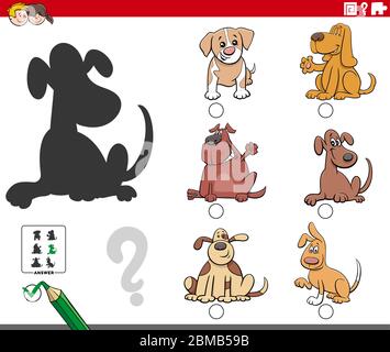 shadow game for kids with cartoon dogs coloring page Stock Vector Image ...