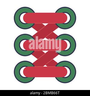 Shoelace icon. Simple flat logo of shoelace on white background. Vector illustration. Stock Vector