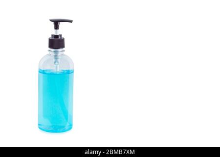 Isolated Blue Alcohol Gel Bottle And Pump On White Background Stock Photo Alamy